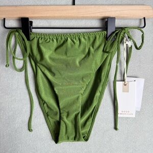 Good American Swim Bottom Women Green Tiny Ties Bikini Size 3/Large